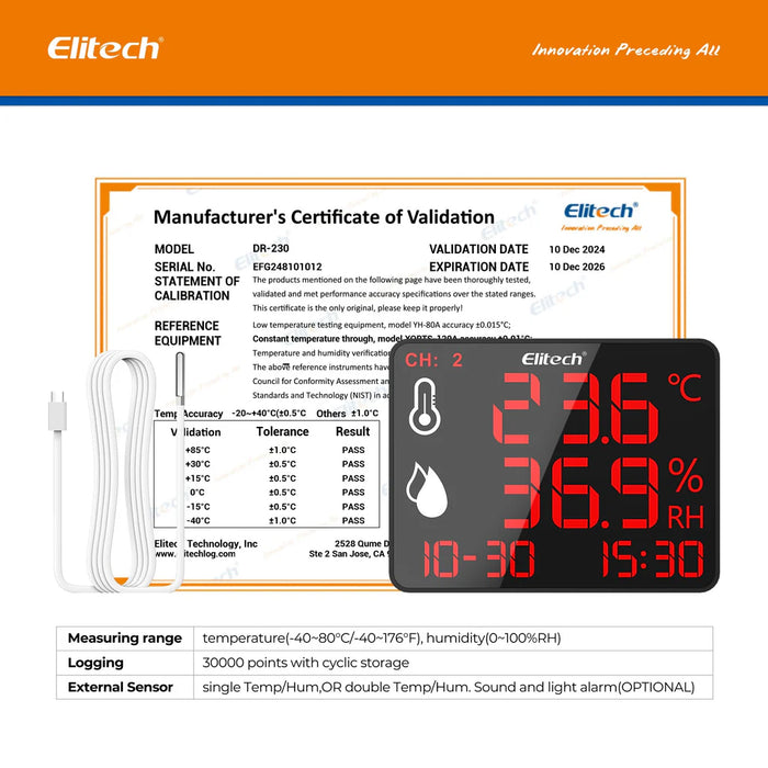 Elitech DR-230W THE WiFi Temperature & Humidity Data Logger (-40 to 85°C)