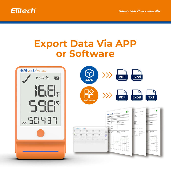 Elitech GSP-6Pro Bluetooth Temperature and Humidity Data Logger, Range -40 to 85°C
