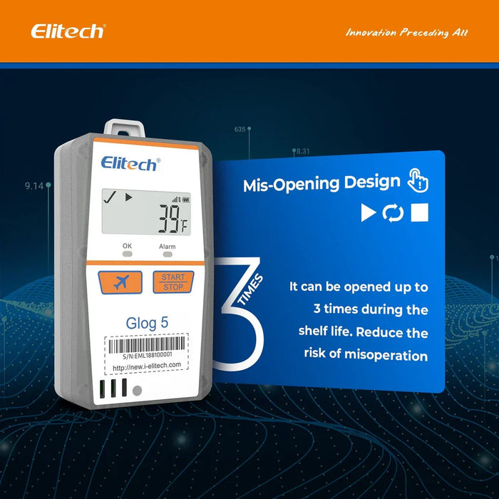 Elitech Glog5TH Single-Use Temperature Humidity Data Logger (30 Days)