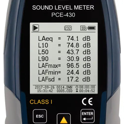 PCE-430 Class 1 Sound Level Meter With 1/1 Octave Band Filter
