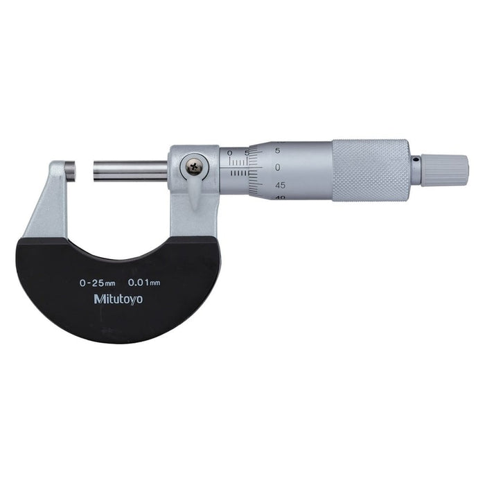 Mitutoyo 102-301 : Outside Micrometer with Ratchet Stop, Range 0-25mm - anaum.sa