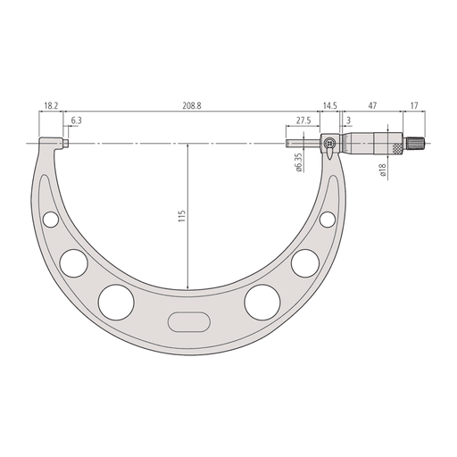 Mitutoyo 103-184 Outside Micrometer With Ratchet Stop, Range 7-8 Inch - anaum.sa