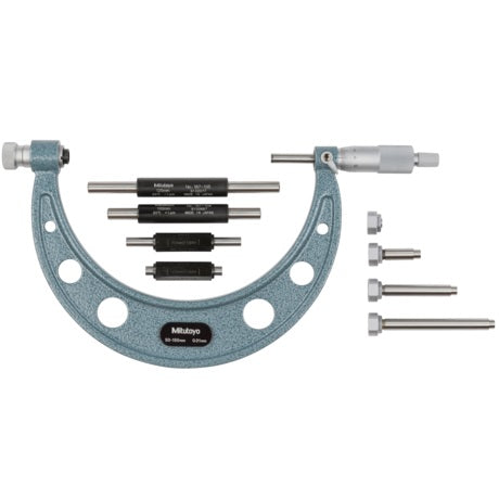 Mitutoyo 104-161A Outside Micrometer With Interchangeable Anvils 50-150mm