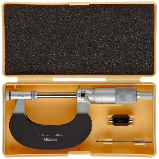 Mitutoyo 104-171 Outside Micrometer With Interchangeable Anvils, Range 0-50mm - anaum.sa