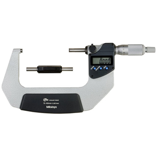 Mitutoyo 293-243-30 Digimatic Micrometer, Range 75-100mm IP65 Ratchet Stop-No SPC - anaum.sa
