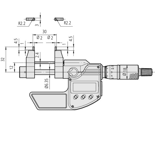 Mitutoyo 345-250-30 Digital Caliper-Type Inside Micrometer, Range: 5-30mm - anaum.sa