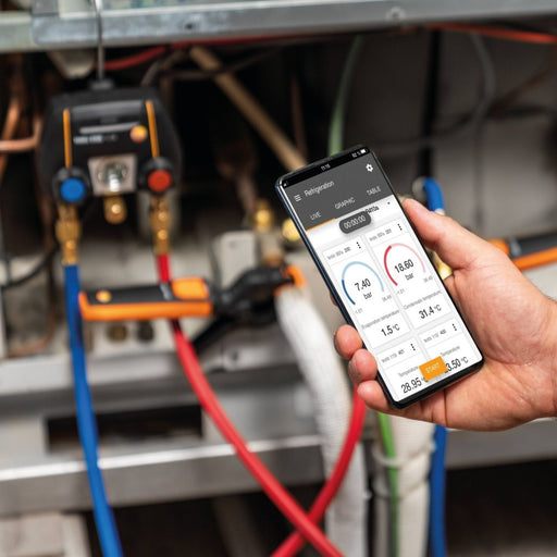 Testo 550i - App-Controlled Digital Manifold with Bluetooth and 2-way Valve Block - anaum.sa