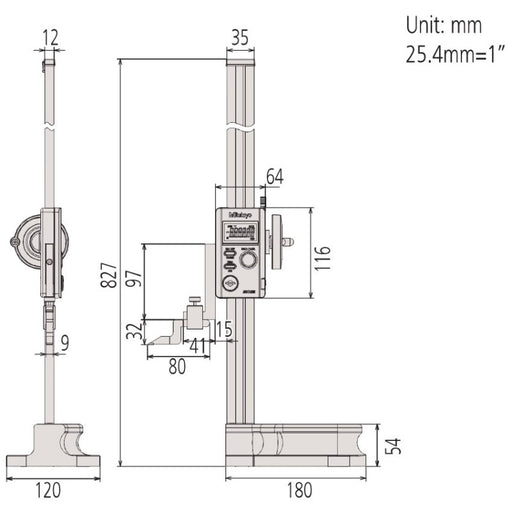 Mitutoyo 570-414 Absolute Digimatic Height Gauge, Range 0-24"/0-600mm - anaum.sa