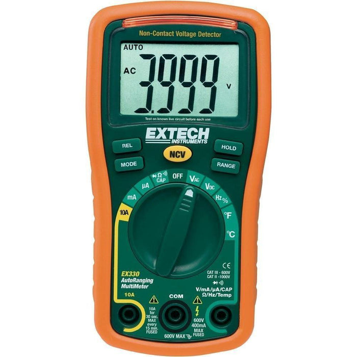 Extech EX330: 12 Function Mini MultiMeter + Non-Contact Voltage Detector - anaum.sa